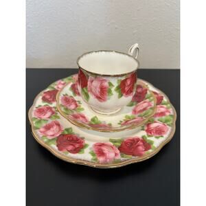 Royal Albert Old English Rose Trio Set Tea Cup Saucer Plate